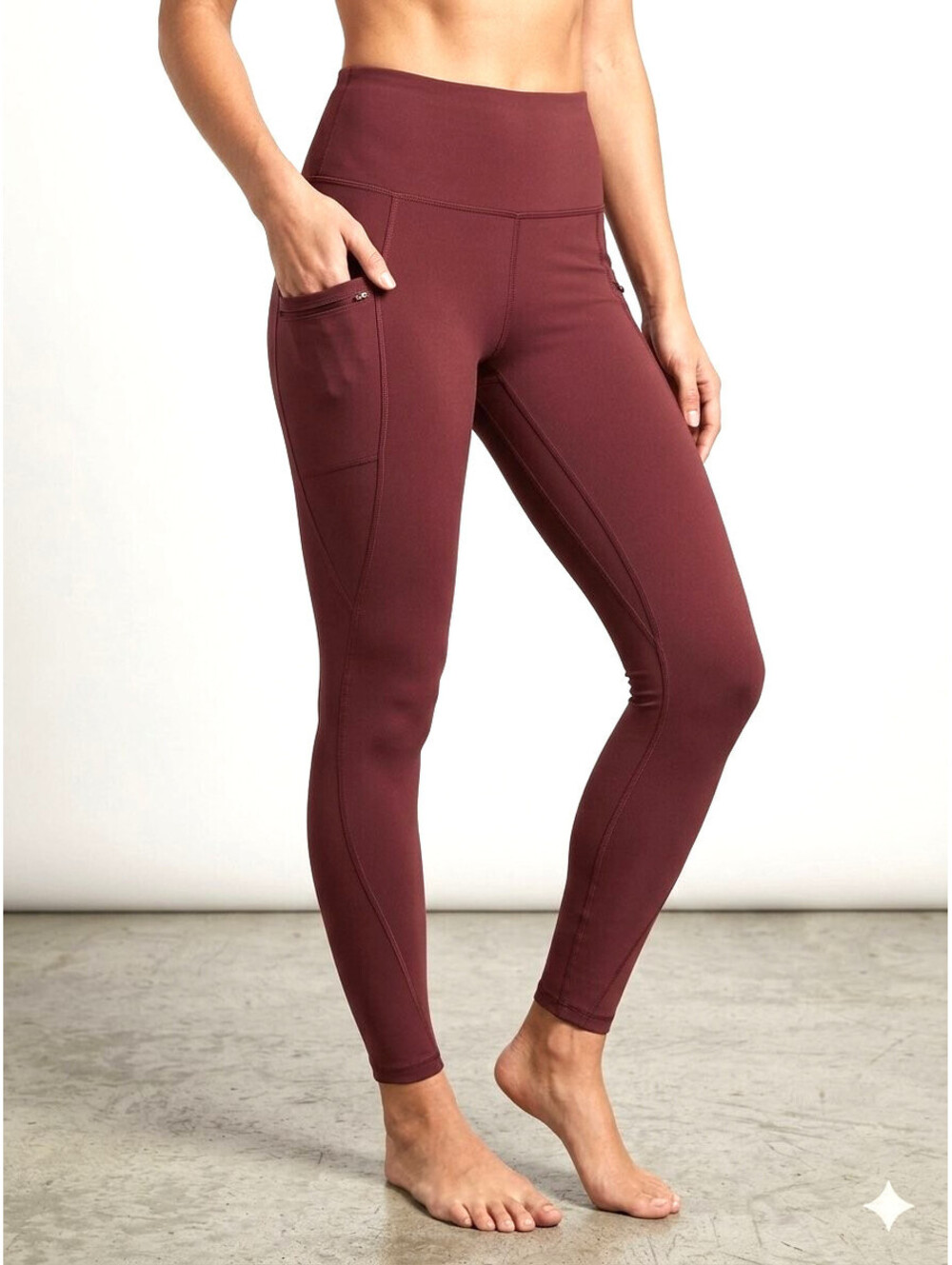 Leggings Womens Size XS Burgundy Mesh Panel High Rise Athletic Yoga Pants